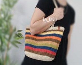 Raffia Beach Bag,Summer Shopping Bag,Straw Tote Bag,Crochet Large Volume Grocery Bag,Boho Woven Bag,City Bag,Birthday Gift for Her-Easter