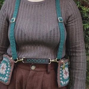 Crochet  Green Saddle Bag-Women's Travel Bag-Adjustable Black Shoulder Bag Pattern-purple Shoulder Tote Bag-Gifts for girlfriend