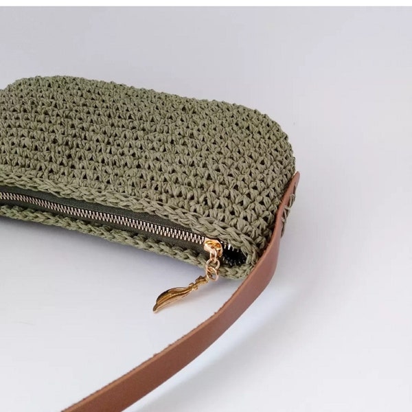 Sac à bandoulière baguette, sac classique de tous les jours, sac en raphia au crochet, sac à main, sac à bandoulière pour femme, sac quotidien, cadeau pour petite amie, sac à bandoulière de voyage