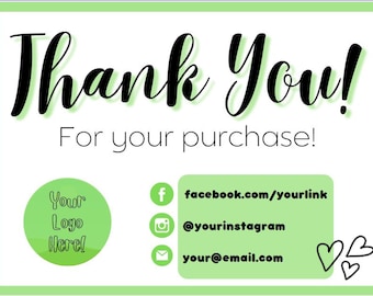 Cute DIY Business Thank You Card in Green