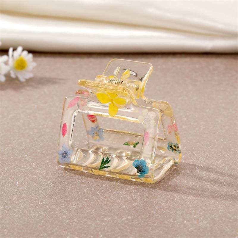 Dried Flower Resin Hair Claw, Floral Hair Claw, Pressed Flower Hair