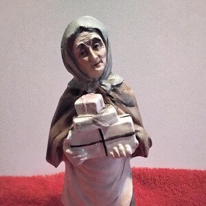 Vintage Norleans Japan Old Woman Red Sack Bag Figurine