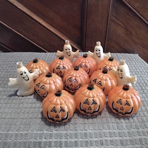 Vintage Halloween Pumpkins and Ghost light covers/lights not included