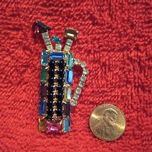 Vintage Golf Club Bag Pin/Brooch w/Rhinestones