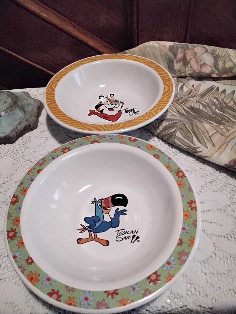 Kellogg's Tony the Tiger and Toucan Sam Cereal Bowls Etsy