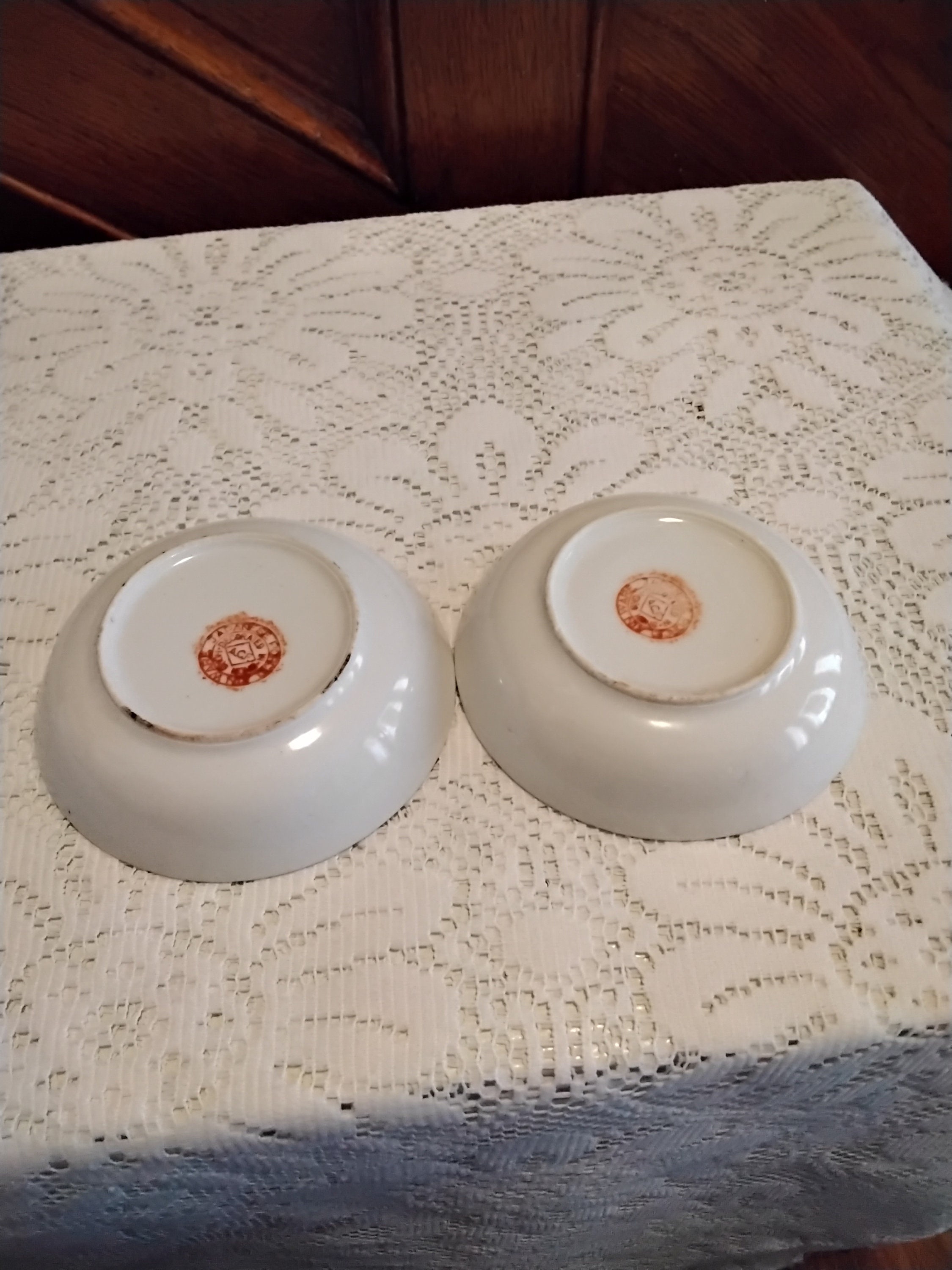 Vintage Japanese A.C.F. Porcelain Ware Small Saucers/ Bowl Set 1930's
