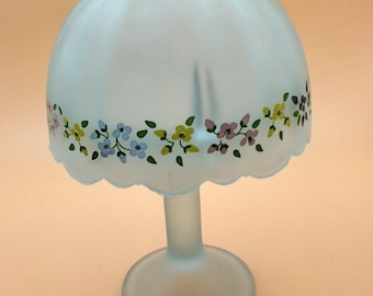 Fairy Lamp Frosty Blue Satin Glass 2 Piece
