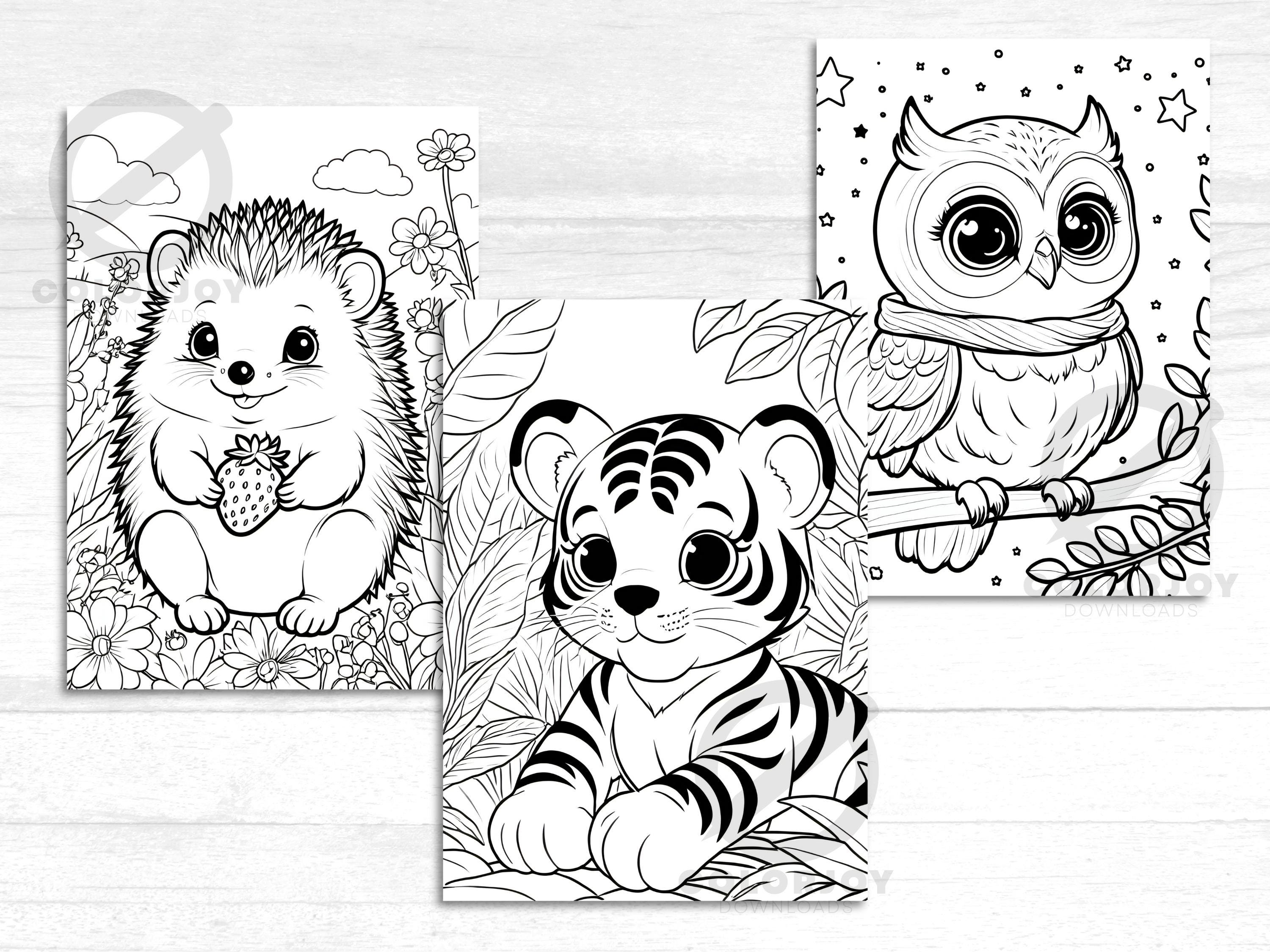 Printable Baby Animal Coloring Pages - Instant Digital Download, Kid ...