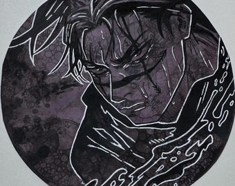 Choso JJK Anime Art (8” Circle) + textured background