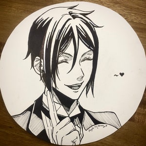 Sebastien Michaelis Anime Art (8” Circle) Manga Style
