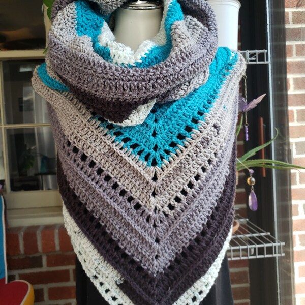 Blue and Grey Hooded Scarf