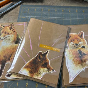 cartes faites main : paquet de 3 renard