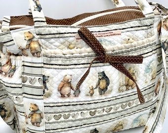 Little Bear Diaper Bag with “Paci-Bag” handmade by this Cranky Old Crow nested in the Appalachian Mountains.