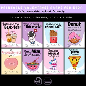 Cartes de Saint-Valentin imprimables, carte de Saint-Valentin pour enfants, Saint-Valentin kawaii, cartes de Saint-Valentin mignonnes, Saint-Valentin de classe,