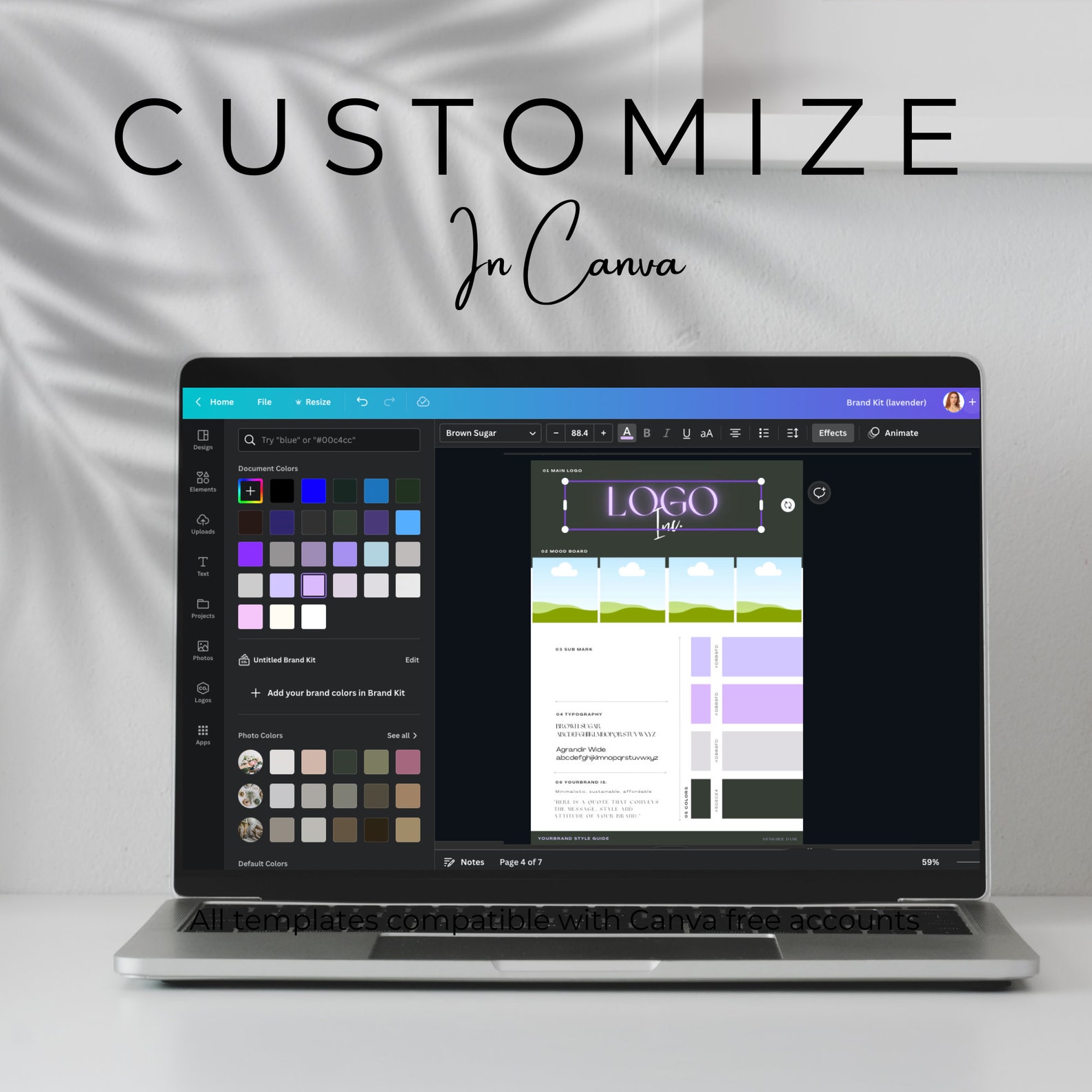 Brand Kit Template | Mini Style Guide Template | Premade Branding Kit ...