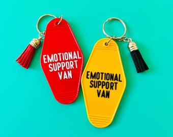 Emotional Support Van Keychain, Retro Motel Tag, Camper Van Gift, Nomad Merch