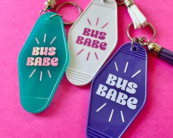 Bus Babe Keychain, Nomad Gift, Skoolie Swag, Solo Female Nomad Merch