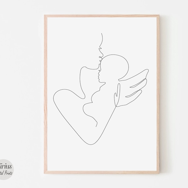 Loss of Baby Print, Miscarriage Gift, Sympathy Gift, Infant Loss, Line Art Print, Sorry for Your Loss, Baby Heaven Art, Angel Infant Artwork