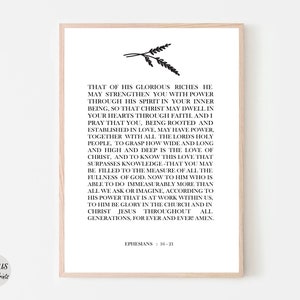 Ephesians 3:16-21 Love of christ modern scripture bible verse wall art, christian home wall decor printable, printable wall art,