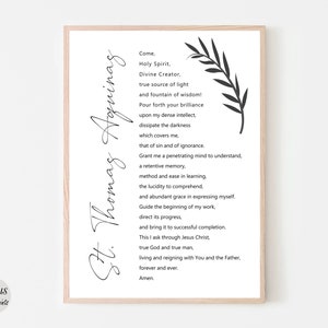 A Student&#39;s Prayer,Saint Thomas Aquinas,Bible Verse For Kids,Christian Print,Scripture,Printable Wall Art,Classroom Decor,Digital Prints