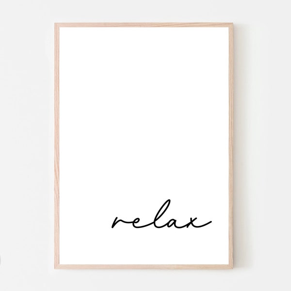 Relax Printable Wall Art, Bathroom Decor, Relax Print, Relax Poster, Quote Printable Art, Minimal Wall Decor, Relax Modern Minimalist Print