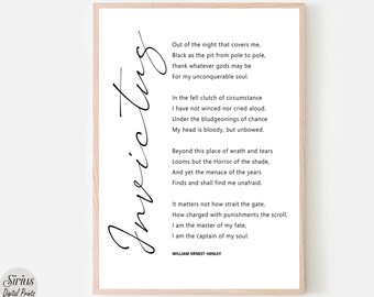 PRINTABLE Invictus Typography Print, Inspirational Poster, Student Wall ...