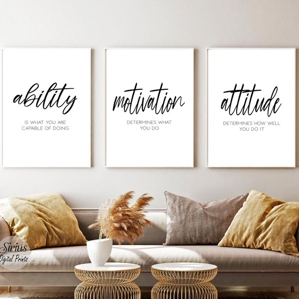 Inspirational Workplace Art, Motivational Office Wall Art, Minimalist Office Wall Art Set, Success Printable Quotes,Modern Home Office Decor