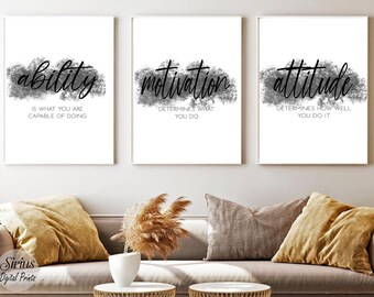 Arte inspirador en el lugar de trabajo, Arte de pared de oficina motivacional, Conjunto de arte de pared de oficina, Citas imprimibles de éxito, Decoración moderna de oficina en casa, Digital