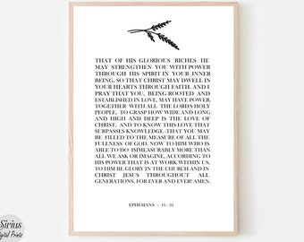 Ephesians 3:16-21 Love of christ modern scripture bible verse wall art, christian home wall decor printable, printable wall art,