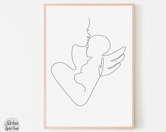 Loss of Baby Print, Miscarriage Gift, Sympathy Gift, Infant Loss, Line Art Print, Sorry for Your Loss, Baby Heaven Art, Angel Infant Artwork