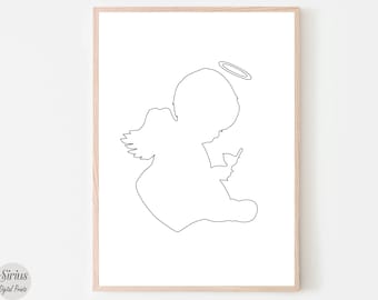 Loss of Baby Print, Miscarriage Gift, Sympathy Gift, Infant Loss, Line Art Print, Sorry for Your Loss, Baby Heaven Art, Angel Infant Artwork