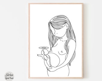 Loss of Baby Print, Miscarriage Gift, Sympathy Gift, Infant Loss, Line Art Print, Sorry for Your Loss, Baby Heaven Art, Angel Infant Artwork