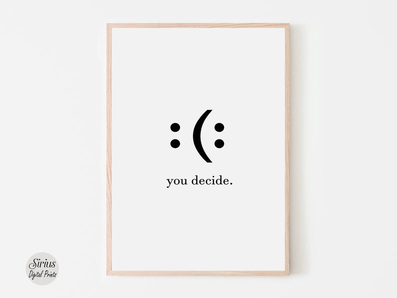 Decide Smile Home Office Wall Decor, Inspirational Wall Art, Motivational Quote Poster Print, Dorm Decor, Digital Large Printable Wall Art image 1