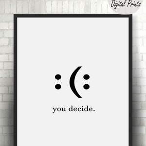 Decide Smile Home Office Wall Decor, Inspirational Wall Art, Motivational Quote Poster Print, Dorm Decor, Digital Large Printable Wall Art image 6