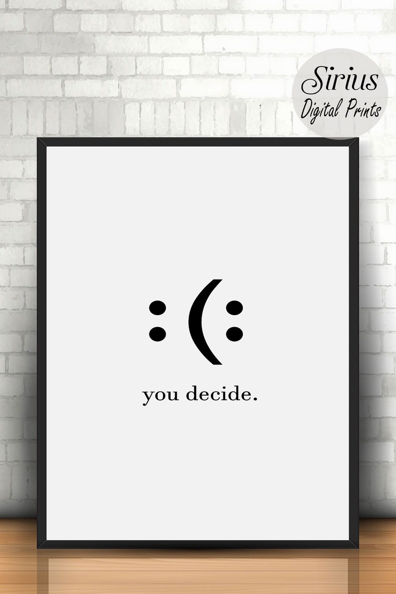 Decide Smile Home Office Wall Decor, Inspirational Wall Art, Motivational Quote Poster Print, Dorm Decor, Digital Large Printable Wall Art image 6