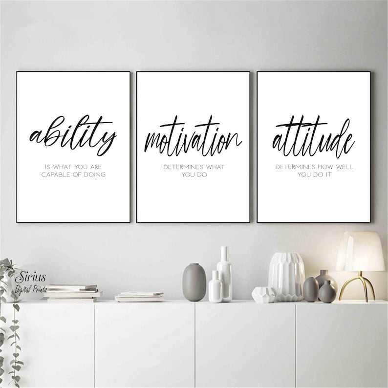 Inspirational Workplace Art, Motivational Office Wall Art, Minimalist Office Wall Art Set, Success Printable Quotes,Modern Home Office Decor