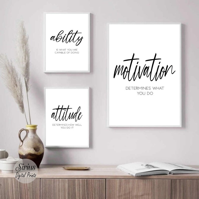 Inspirational Workplace Art, Motivational Office Wall Art, Minimalist Office Wall Art Set, Success Printable Quotes,Modern Home Office Decor