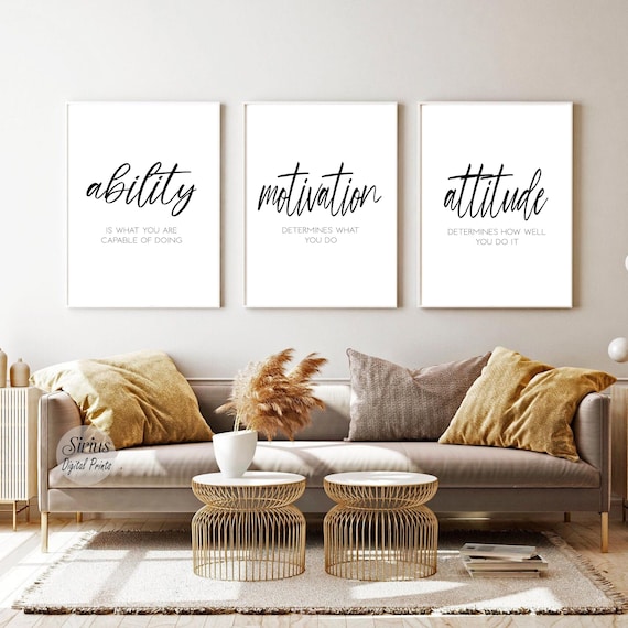 Inspirational Workplace Art, Motivational Office Wall Art, Minimalist Office Wall Art Set, Success Printable Quotes,Modern Home Office Decor