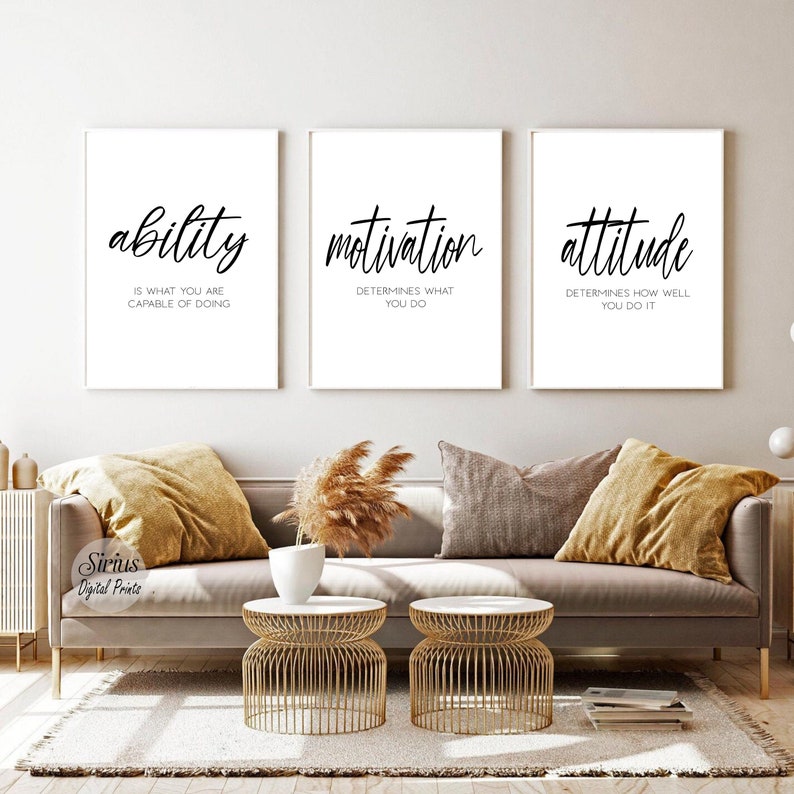 Inspirational Workplace Art, Motivational Office Wall Art, Minimalist Office Wall Art Set, Success Printable Quotes,Modern Home Office Decor