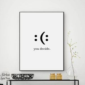 Decide Smile Home Office Wall Decor, Inspirational Wall Art, Motivational Quote Poster Print, Dorm Decor, Digital Large Printable Wall Art image 8