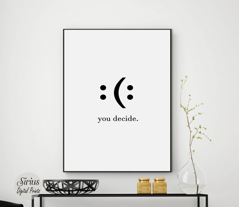 Decide Smile Home Office Wall Decor, Inspirational Wall Art, Motivational Quote Poster Print, Dorm Decor, Digital Large Printable Wall Art image 8