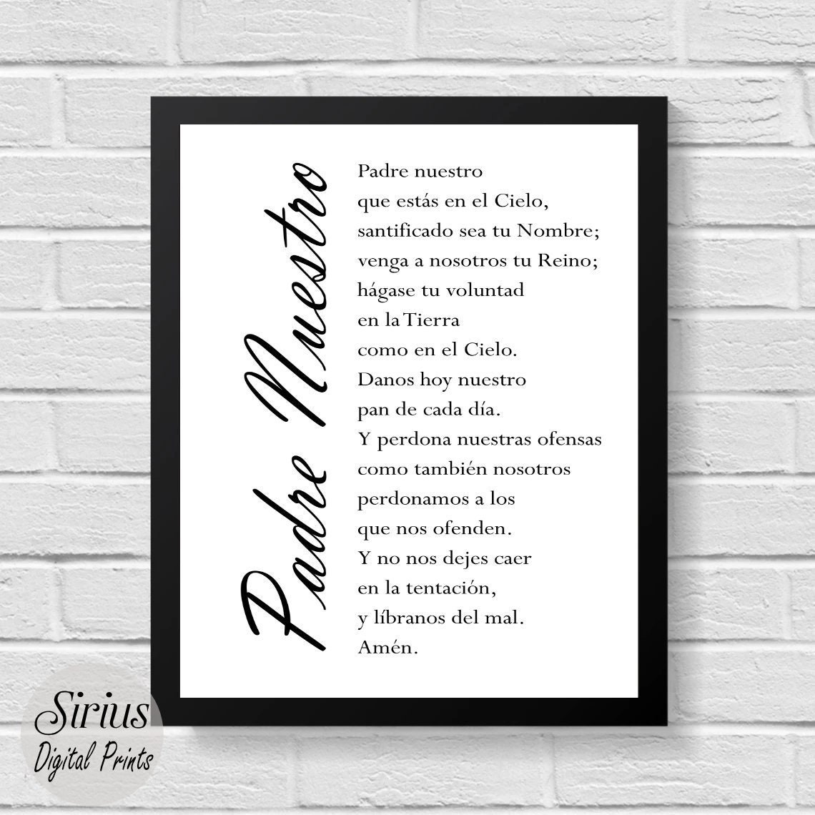 Padre Nuestro,the Lord's Prayer,our Father,christian Print,catholic ...