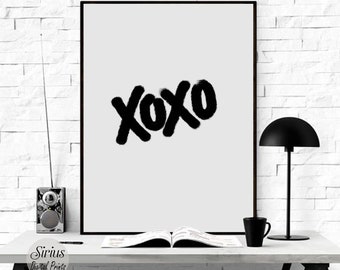 XoXo, Druckbare Wandkunst, schwarz weiß, druckbare Zitate, Inspirierende Zitate, Digitaler Druck, Herunterladbare Drucke