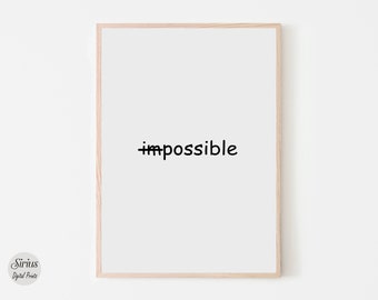 Onmogelijke Home Office Wall Decor, Inspirerende Wall Art, Motiverende Quote Poster Print, Dorm Decor, Digitale Grote Afdrukbare Wall Art