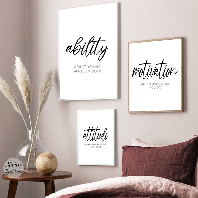 Inspirational Workplace Art, Motivational Office Wall Art, Minimalist Office Wall Art Set, Success Printable Quotes,Modern Home Office Decor
