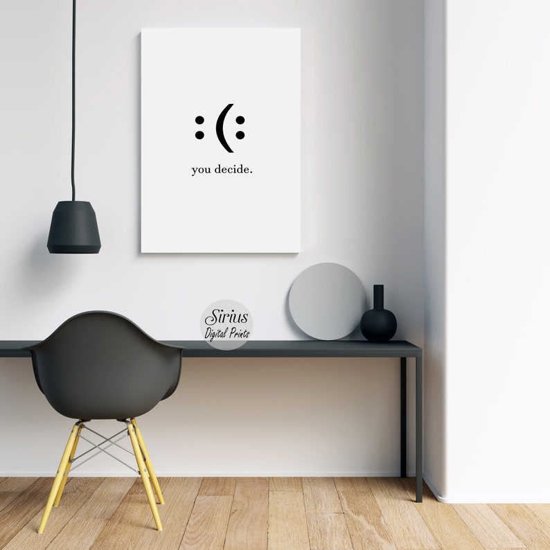 Decide Smile Home Office Wall Decor, Inspirational Wall Art, Motivational Quote Poster Print, Dorm Decor, Digital Large Printable Wall Art image 2