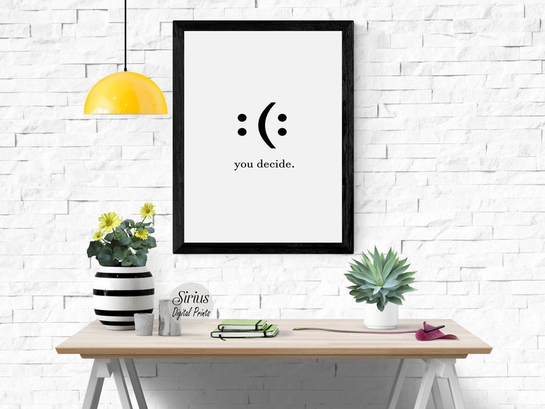 Decide Smile Home Office Wall Decor, Inspirational Wall Art, Motivational Quote Poster Print, Dorm Decor, Digital Large Printable Wall Art image 7
