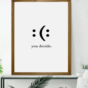 Decide Smile Home Office Wall Decor, Inspirational Wall Art, Motivational Quote Poster Print, Dorm Decor, Digital Large Printable Wall Art image 3