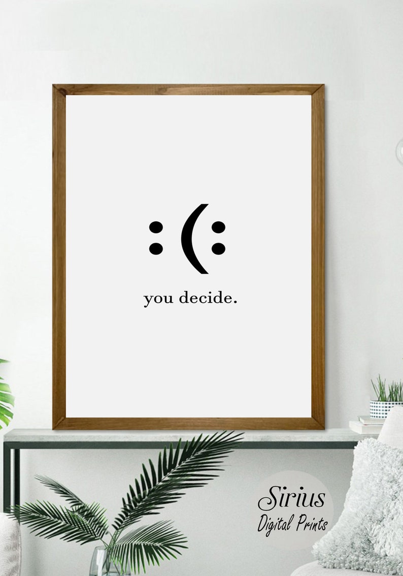 Decide Smile Home Office Wall Decor, Inspirational Wall Art, Motivational Quote Poster Print, Dorm Decor, Digital Large Printable Wall Art image 3