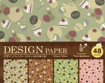 15cm / 150mm Cute Japanese Origami Paper - Patisserie (Cake Prints)  48 Sheets, 4 Colour,  Premium Design Paper / Origami Folding DIY Craft